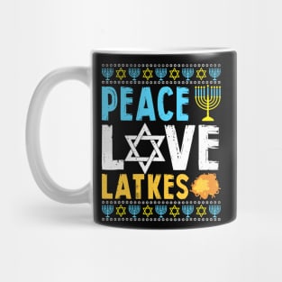Love Peace Latkes Hanukkah Chanukah Jewish Mug